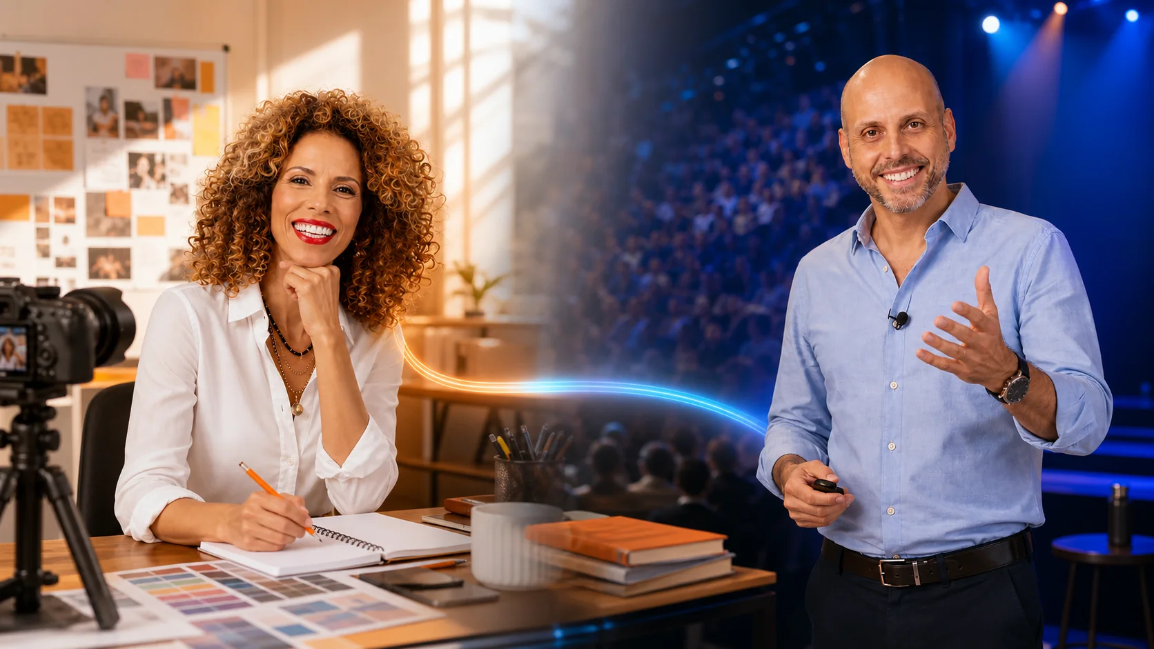 דקלה אפשטין בעבודת התשתית וד״ר אריה קגן על הבמה